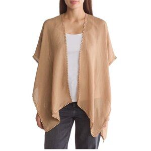 NEW Steve Madden Lace Inset Ruana in Light‎ Tan, OS, Crotchet Kimono Cardigan